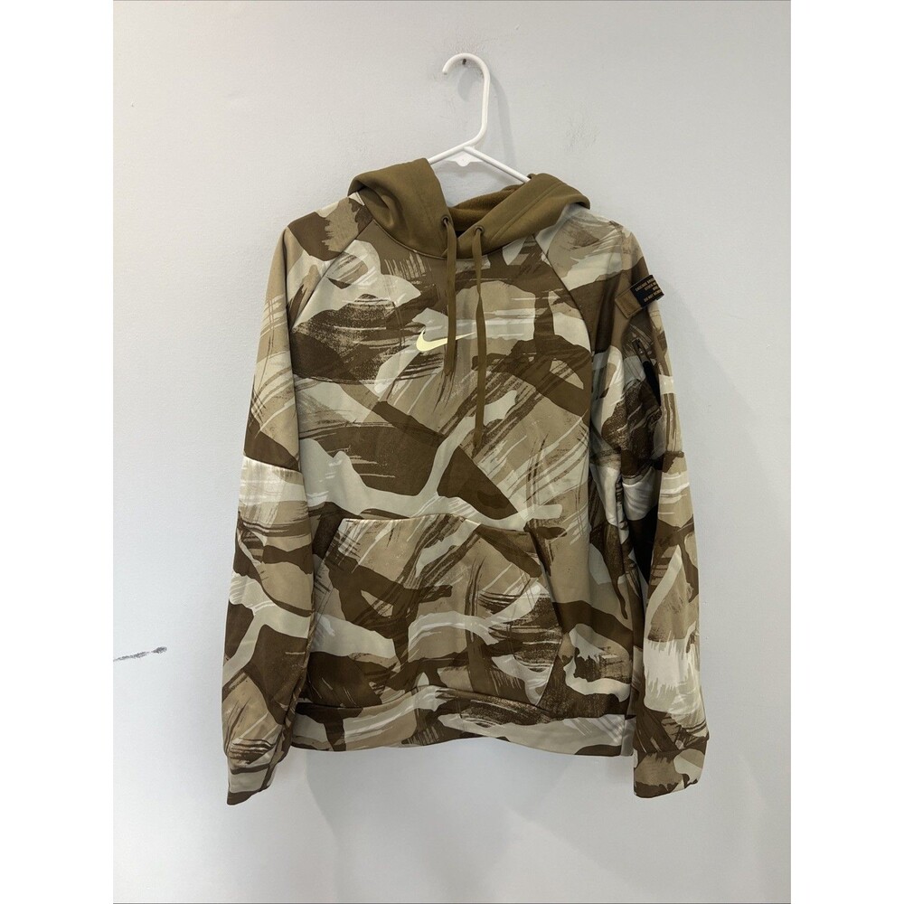 Nike Therma-FIT Camo Hoodie Men Large Brushstroke Cascade Pullover Center Swoosh